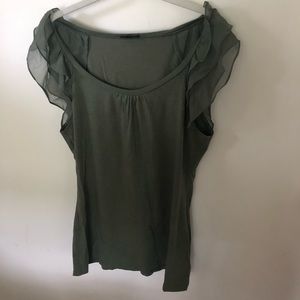 Green Ruffled Short Sleeve Express Top